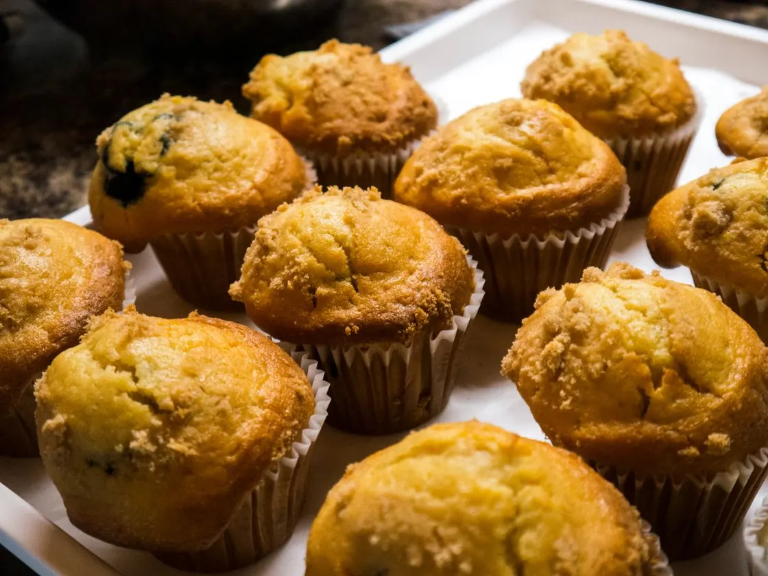A tray of fresh muffins